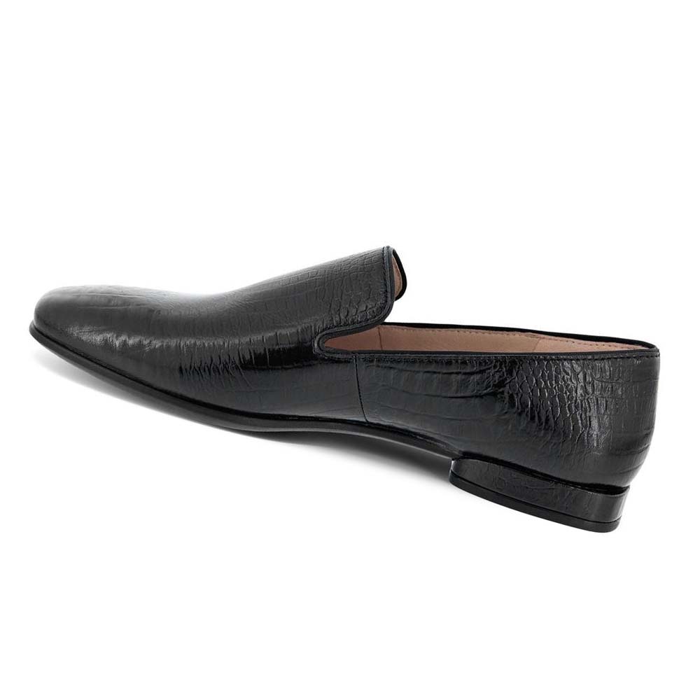 Women's Ecco Anine Squared Smoking Loafers Black | USA 154GSO